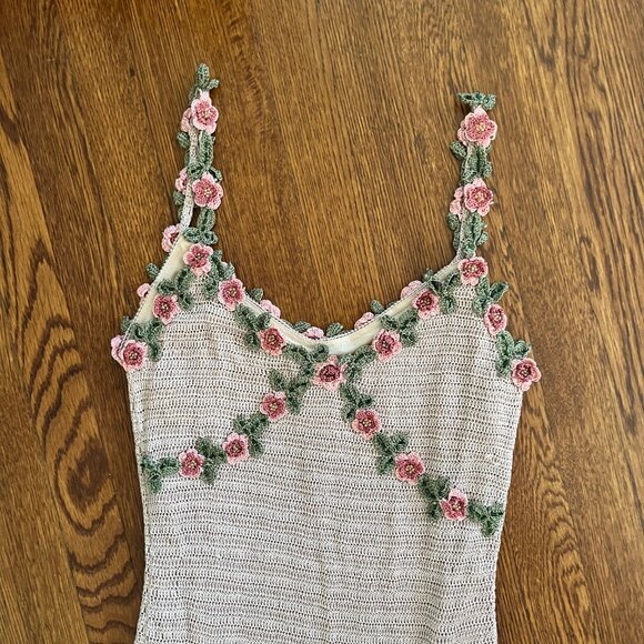 Vintage Crochet Dress - Rare - Taupe/Champagne - #Art Deco #Fairy #Romantic -EUC - Picture 5 of 5